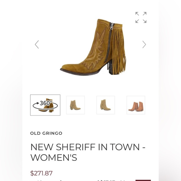 Old Gringo Tan Heeled Boots with Fringe - Picture 11 of 11